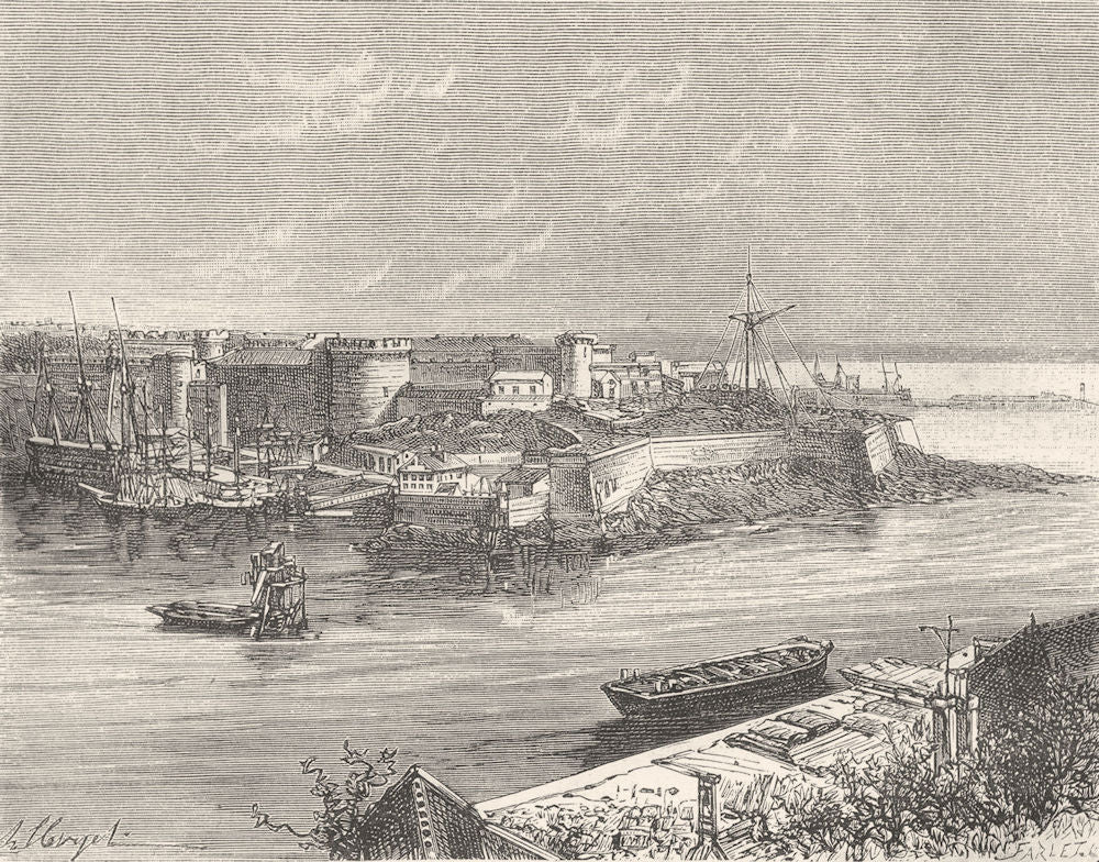 FINISTÈRE. Finistere. Port militaire de Brest 1881 old antique print picture